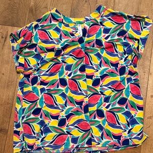Colorful Leaf Print Women's Blouse